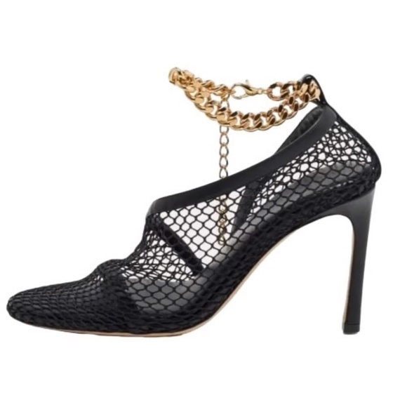 Bottega Veneta Mesh Chain Ankle-Strap Pumps Black [Size 37.5/7.5 US] - Picture 5 of 5